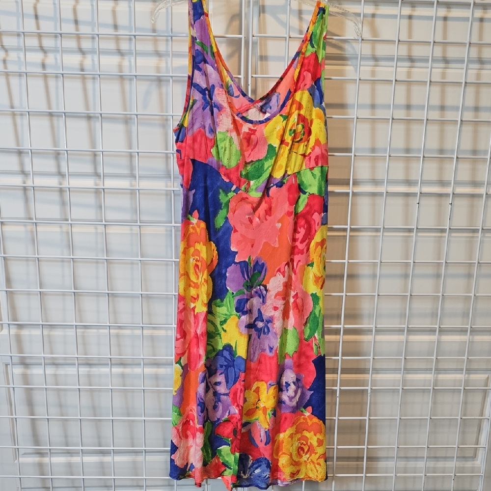 Jam's World Hula Moon Tropical Floral Multicolor Midi Dress Size Large
